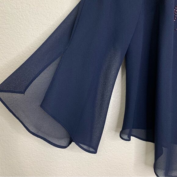 R&M Richards 2 Pieces Blue Embellished Cardigan Dress, Size 20W - Picture 10 of 13